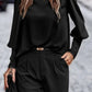 Full Size Round Neck Lantern Sleeve Blouse