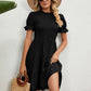 Women's Full Size Smocked Flounce Sleeve Ruffle Hem Dress