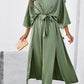 Slit Tied V-Neck Three-Quarter Sleeve Dress