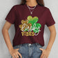 LUCKY VIBES Round Neck Short Sleeve T-Shirt