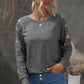 Full Size Gray Leopard Patchwork Raglan Sleeve Sweatshirt