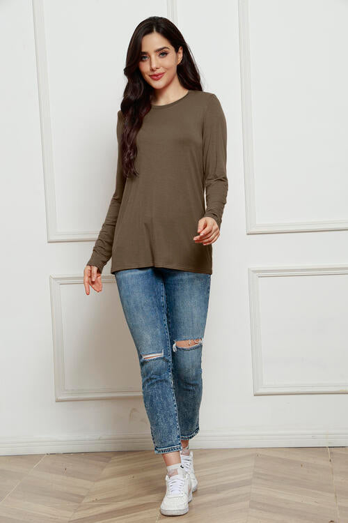 Basic Bae Full Size Round Neck Long Sleeve Top *