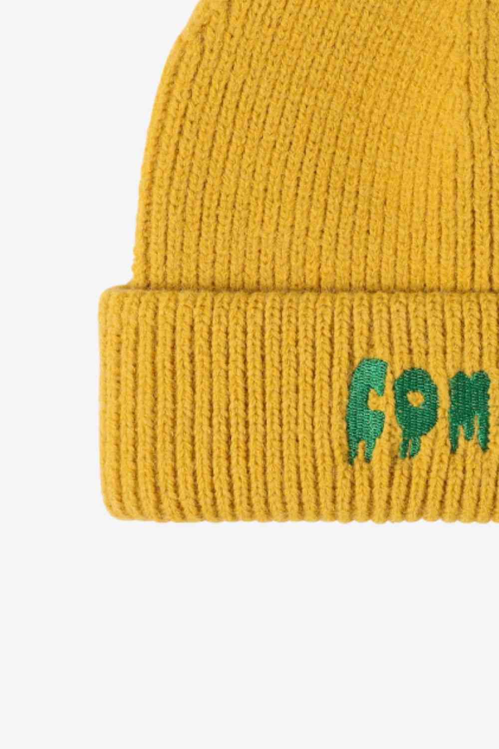 BeanieHatz COME ON Embroidered Cuff Knit Beanie