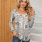 Printed Square Neck Long Sleeve Blouse