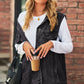 Women's Collared Neck Sleeveless Denim Top with Pockets