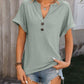 Eyelet Notched Short Sleeve T-Shirt
