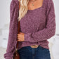 Ribbed Square Neck Long Sleeve T-Shirt