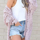 Openwork Open Front Long Sleeve Cardigan