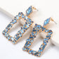 Square Shape Glass Stone Dangle Earrings