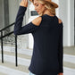 Full Size Dropped Shoulder Long Sleeve Blouse