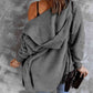 Open Front Hooded Faux Fur Outwear Jacket with Pockets