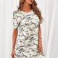 Camouflage Round Neck Short Sleeve Dress