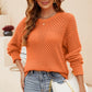 Beauteous Round Neck Openwork Dropped Shoulder Knit Top
