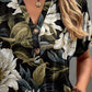Printed Notched Short Sleeve T-Shirt