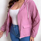Plus Size Zip-Up Drawstring Hooded Jacket with Pockets