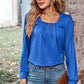 Ruched Square Neck Long Sleeve T-Shirt
