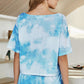 Full Size Tie-Dye Boat Neck Top and Shorts Lounge Set