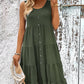 Women's Decorative Button Scoop Neck Tiered Sleeveless Dress