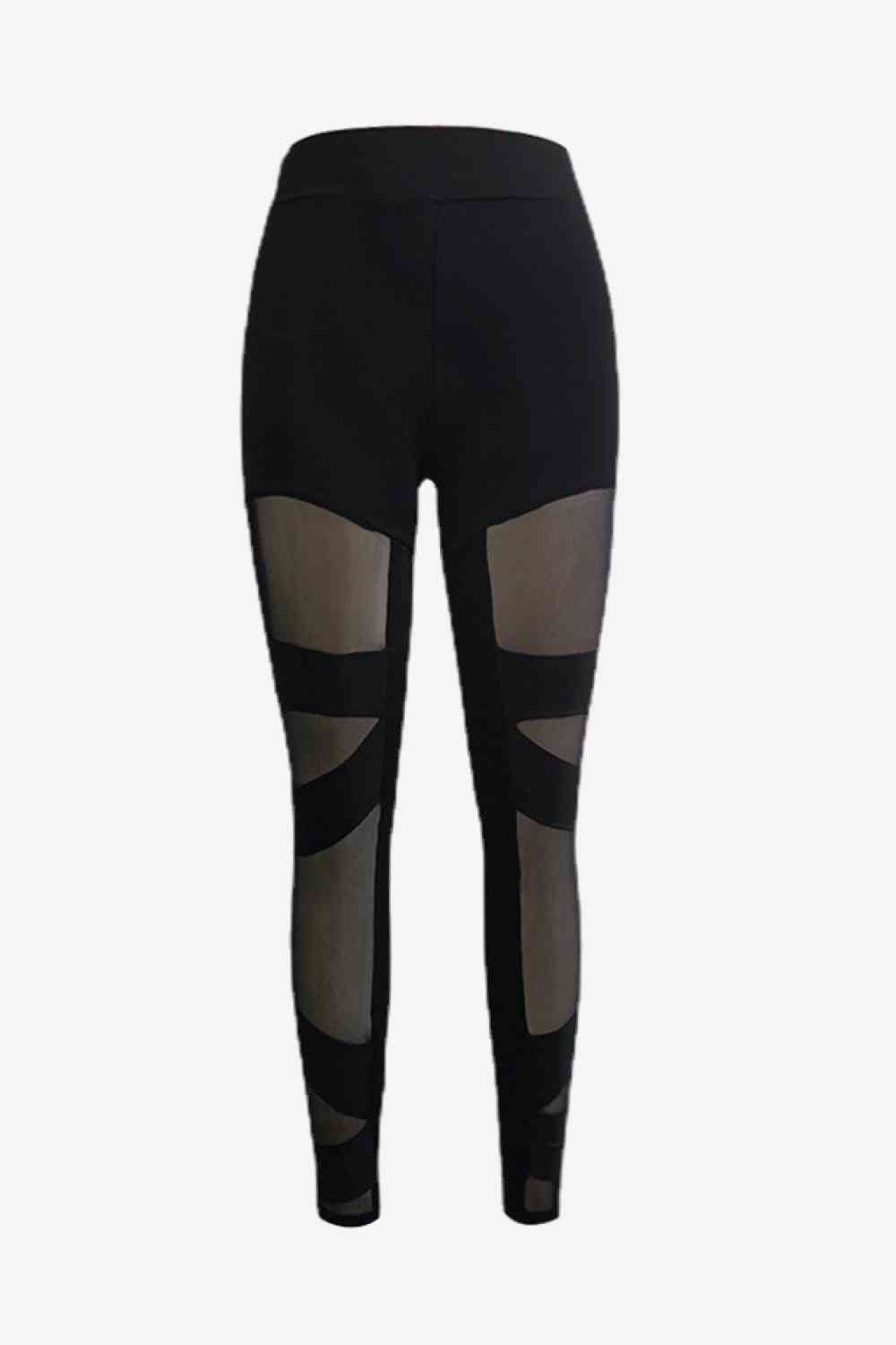 YogaAthletics Spliced Black Mesh Leggings