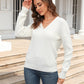 Malibu Dreams Adelisa & Yehn Ribbed V-Neck Dropped Shoulder Knit Top