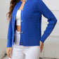 AuroraBlissX Round Neck Cable-Knit Buttoned Knit Top