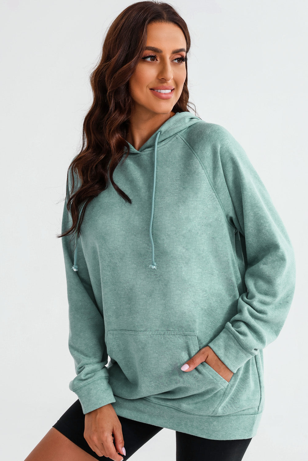 Full Size Long Sleeve Front Pocket Hoodie