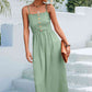 Decorative Button Spaghetti Strap Midi Dress