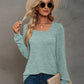 Full Size Heathered Square Neck Long Sleeve T-Shirt