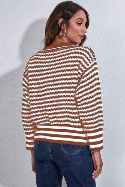 Women's Isla Striped V-Neck Knit Top