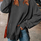 Malibu Dreams Full Size Dropped Shoulder Round Neck Long Sleeve Blouse