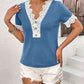 Lace Detail V-Neck Short Sleeve T-Shirt