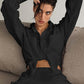 Texture Button Up Long Sleeve Shirt and Pants Set