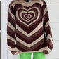 Heart Mock Neck Long Sleeve Sweater