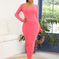Round Neck Long Sleeve Maxi Wrap Dress