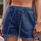 Full Size Drawstring Raw Hem Denim Shorts