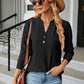 Full Size Notched Neck Long Sleeve Buttoned Blouse