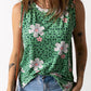 Women's Sarah Full Size Printed Side Slit Round Neck Tank