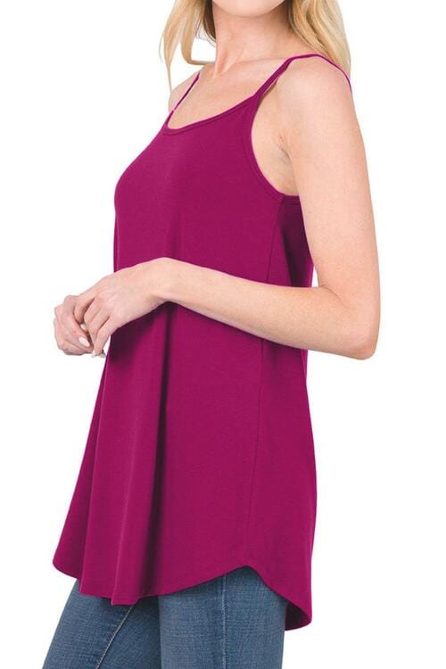 Full Size Spaghetti Strap V-Neck Flowy Tunic Cami