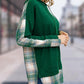 Jaylynn Plaid Drawstring Long Sleeve Slit Hoodie