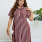 Women's Plus Size Agnetha Striped Short Sleeve Shirt Dress