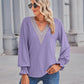 Full Size V-Neck Eyelet Flounce Sleeve Blouse