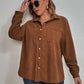Plus Size Collared Neck Long Sleeve Shirt