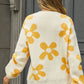 Hannah&Mea Floral Print Round Neck Dropped Shoulder Pullover Sweater