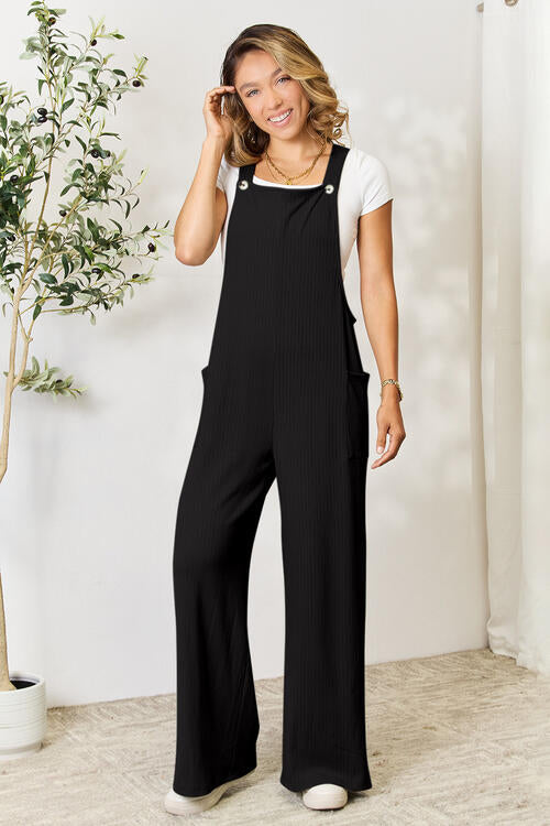 Double Take Full Size Wide Strap Overall with Pockets *