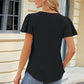 Eyelet Square Neck Short Sleeve T-Shirt