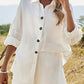 H.H.J. Texture Button Up Shirt and Shorts Set