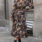Floral Flounce Sleeve Tiered Dress
