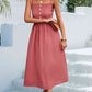 Decorative Button Spaghetti Strap Midi Dress
