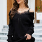 ZELDAlea Openwork V-Neck Long Sleeve Sweater