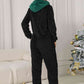 Pom-Pom Trim Zip Front Hooded Lounge Jumpsuit